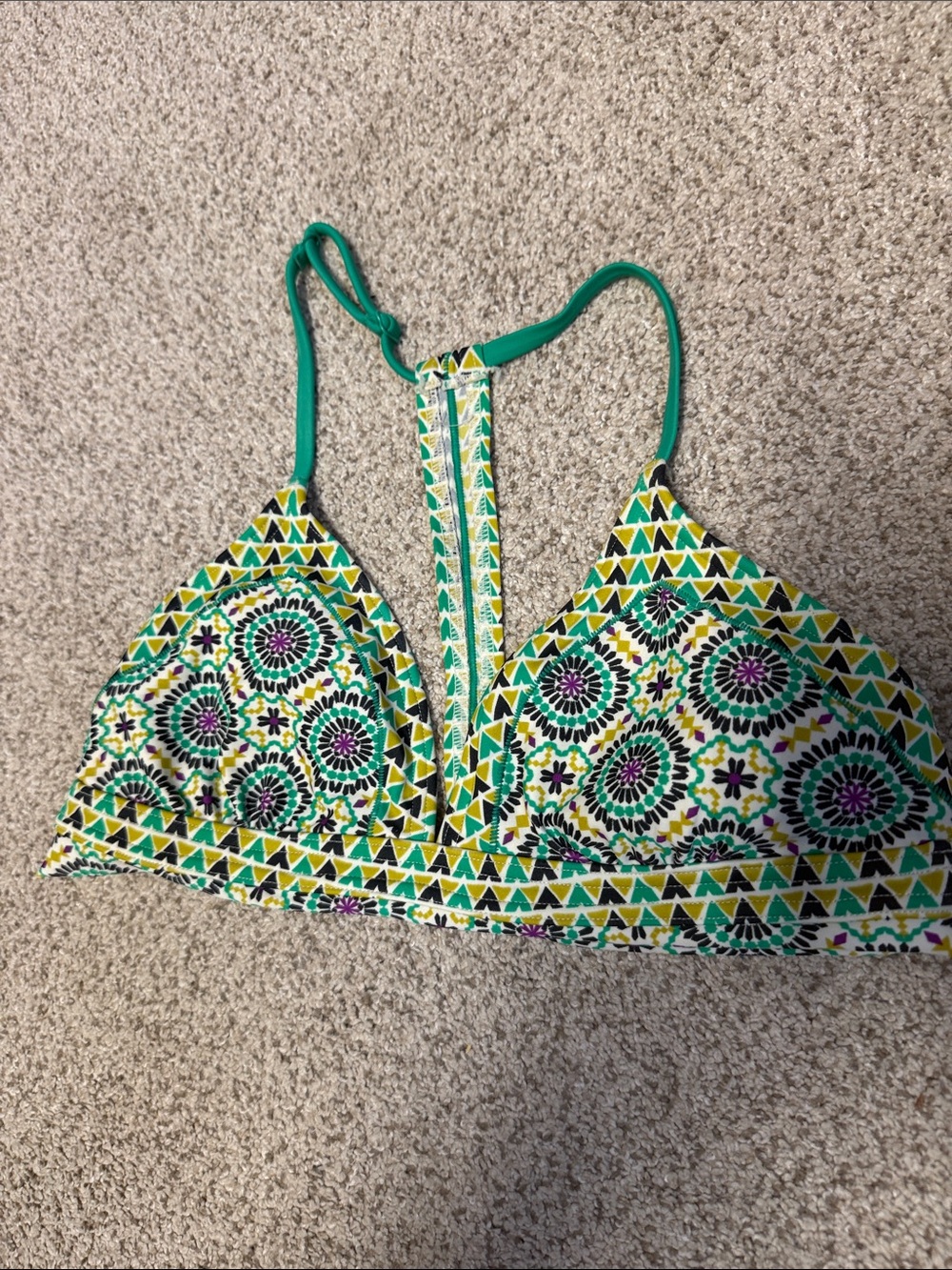 Prana Green Geometric Triangle Bralette
